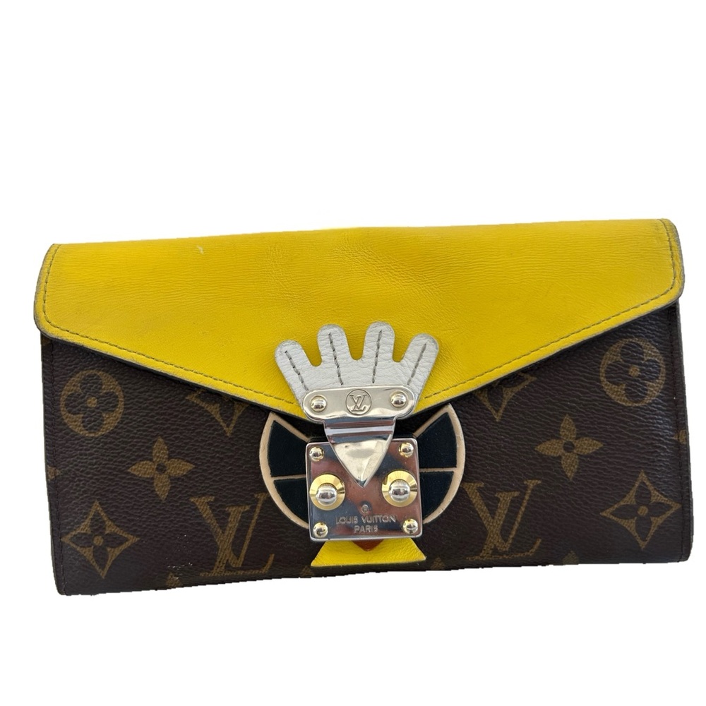 LOUIS VUITTON Rare Tribal Mask Sarah Wallet Yellow